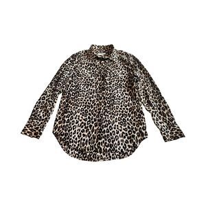 EQUIPMENT Slim Signature Silk Shirt in Natural Leopard Print‎ Size Small